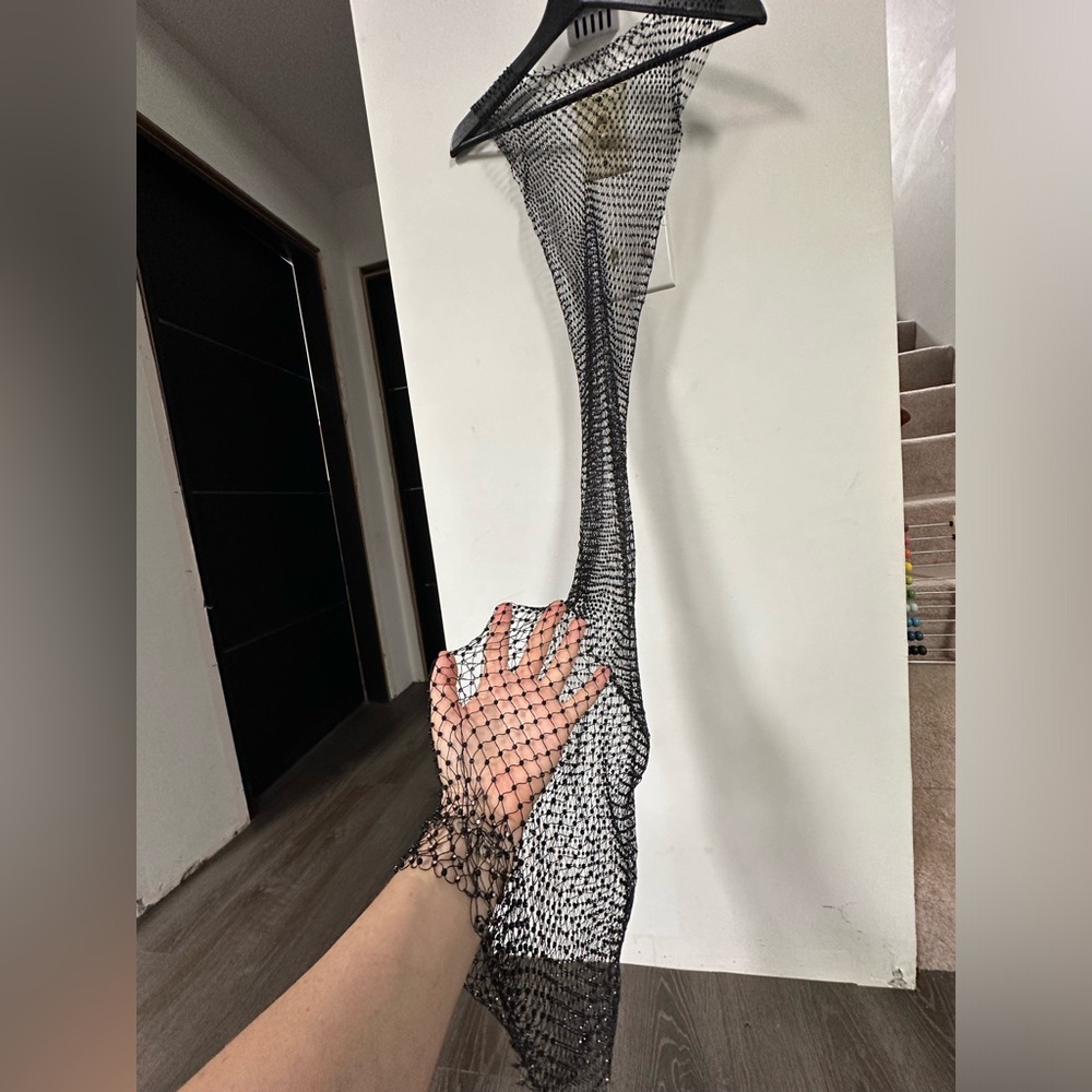 NET DRESS COVER WITH SHINY RHINESTONES